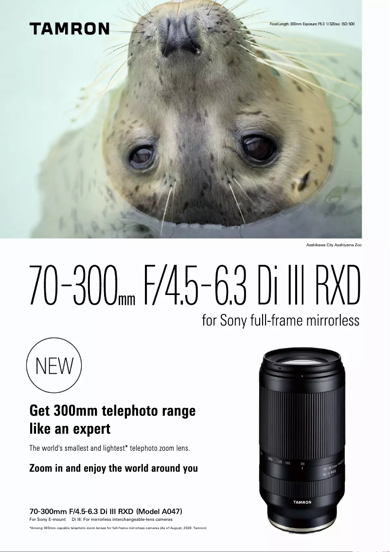Page 1 de la notice Fiche technique Tamron SP 70-300mm F/4-5.6 Di VC USD