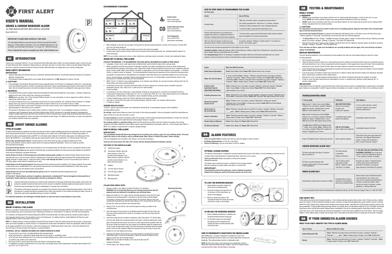 Page 1 de la notice Manuel utilisateur First Alert SMCO210V