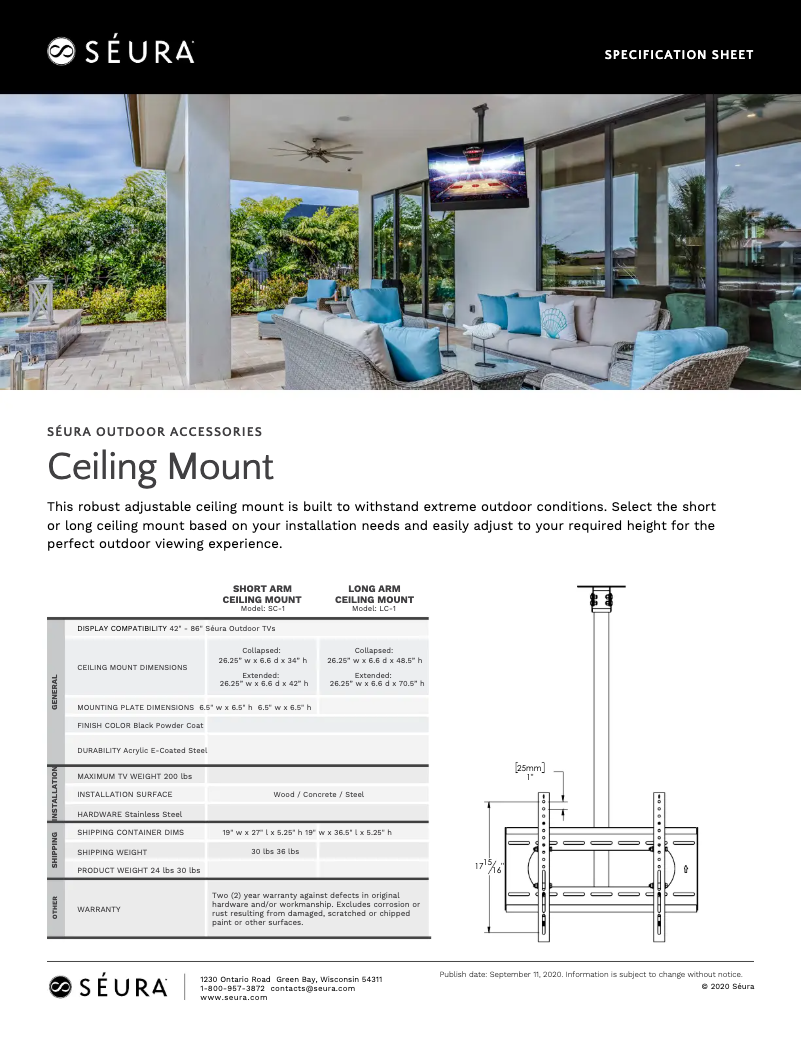 Page 1 de la notice Fiche technique Seura LC-1