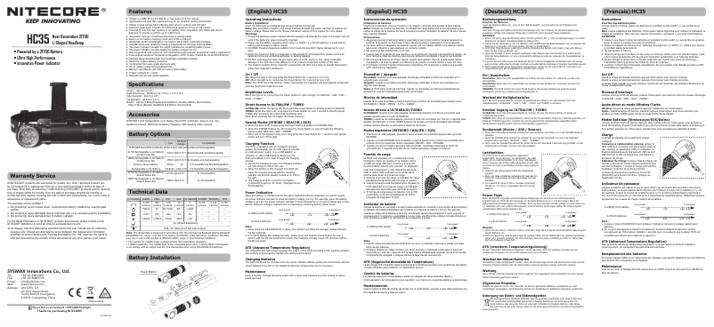 Page 1 de la notice Manuel utilisateur Nitecore HC35
