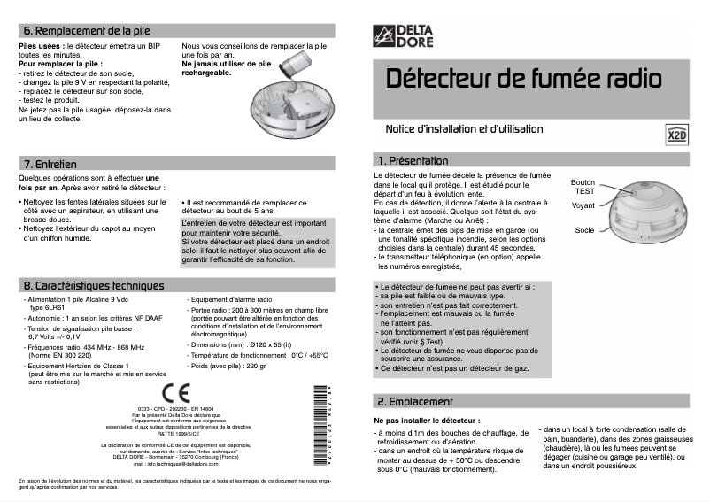 Page 1 de la notice Manuel utilisateur Delta Dore DOFX