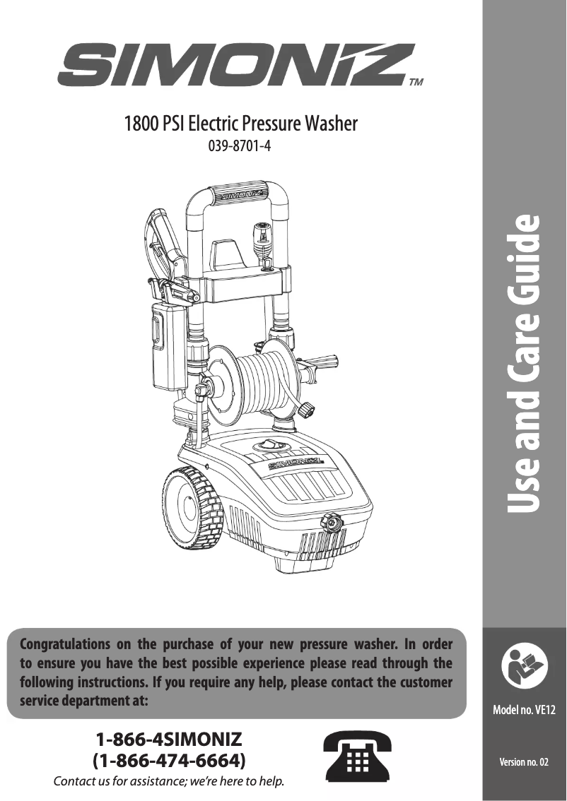 Page n°1 - Manuel utilisateur Simoniz 039-8701-4