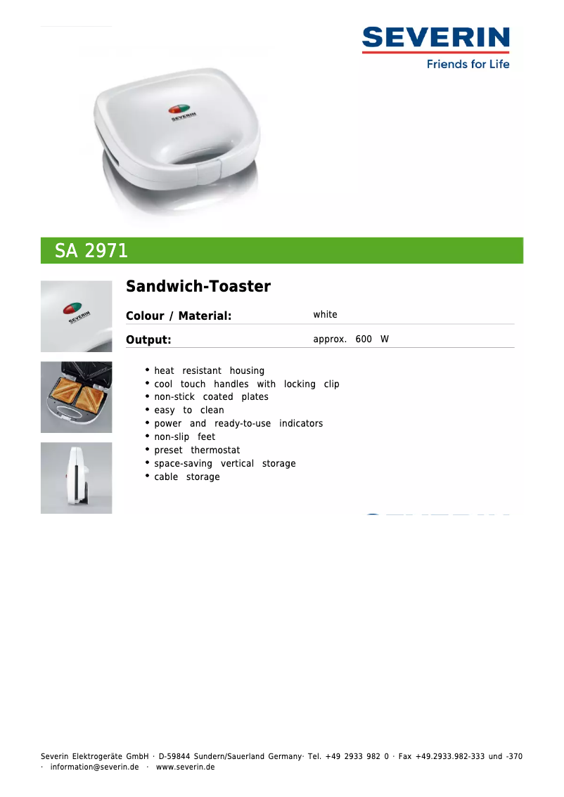 Image de la première page du manuel de l'appareil SA 2971