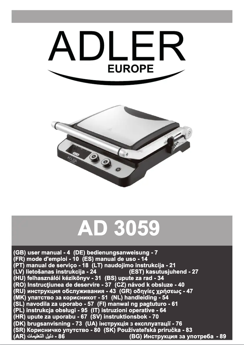 Page 1 de la notice Manuel utilisateur Adler AD 3059