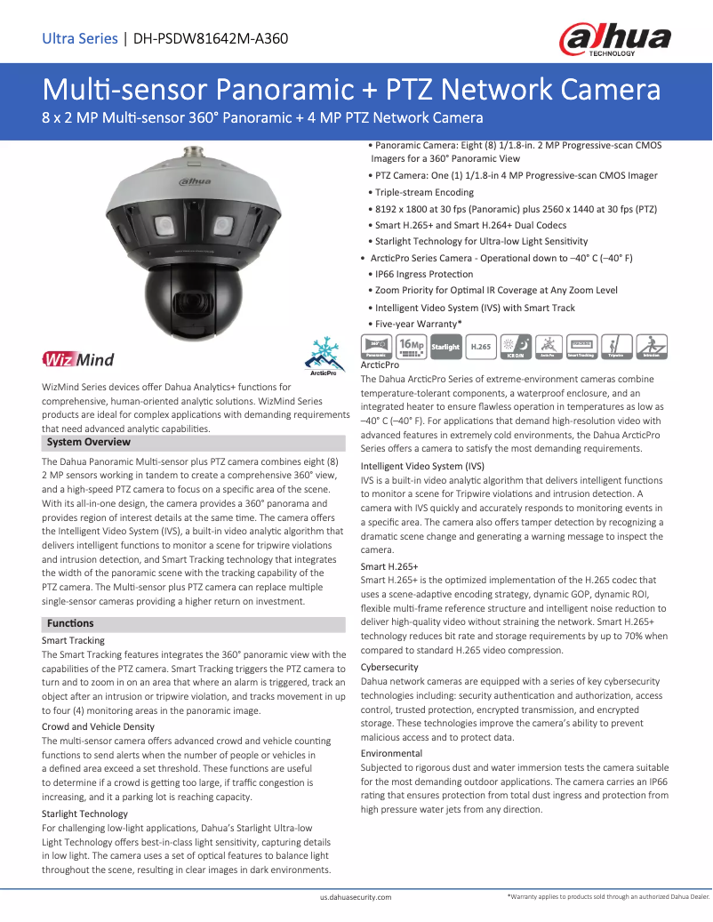 Page 1 de la notice Fiche technique Dahua Technology DH-PSDW81642M-A360
