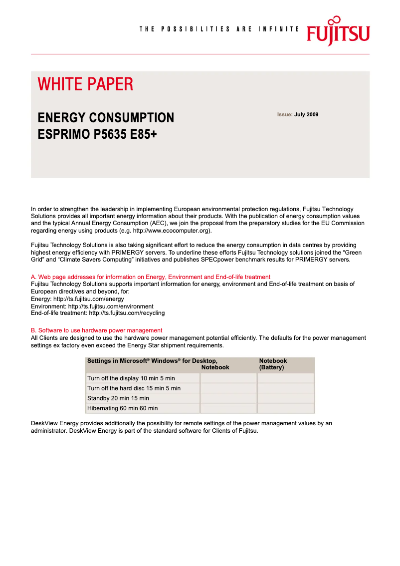 Image de la première page du manuel de l'appareil ESPRIMO P5635 E85+