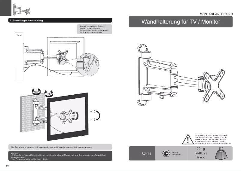 Page 1 de la notice Manuel utilisateur Ricoo S2111