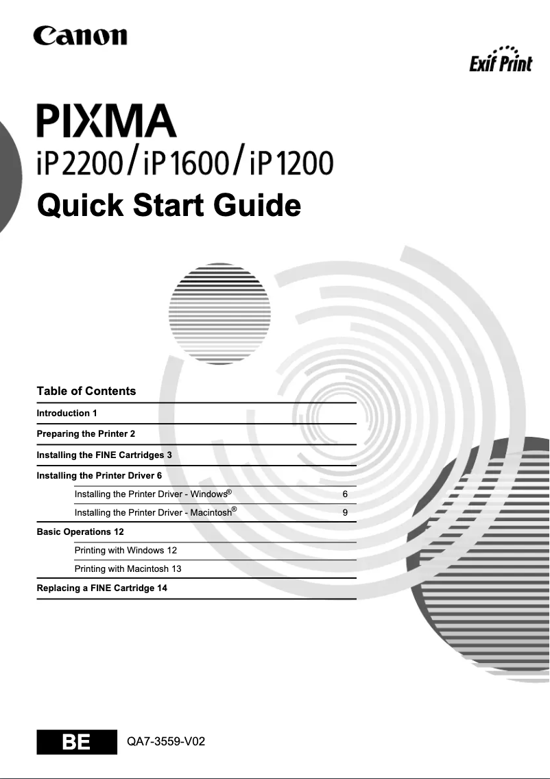 Page n°1 - Guide de démarrage rapide Canon Pixma iP1600