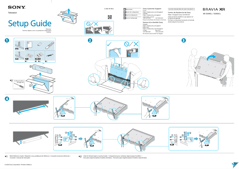 Página 1 del manual Guía de instalación Sony XR-55X90CL