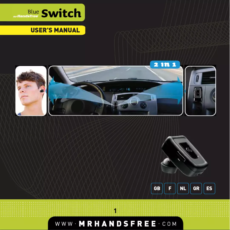 Page 1 de la notice Manuel utilisateur Mr. Handsfree Blue Switch Pro
