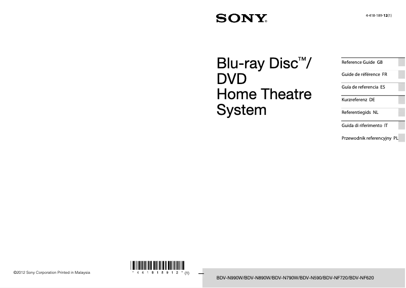 Page n°1 - Manuel utilisateur Sony BDV-N990W