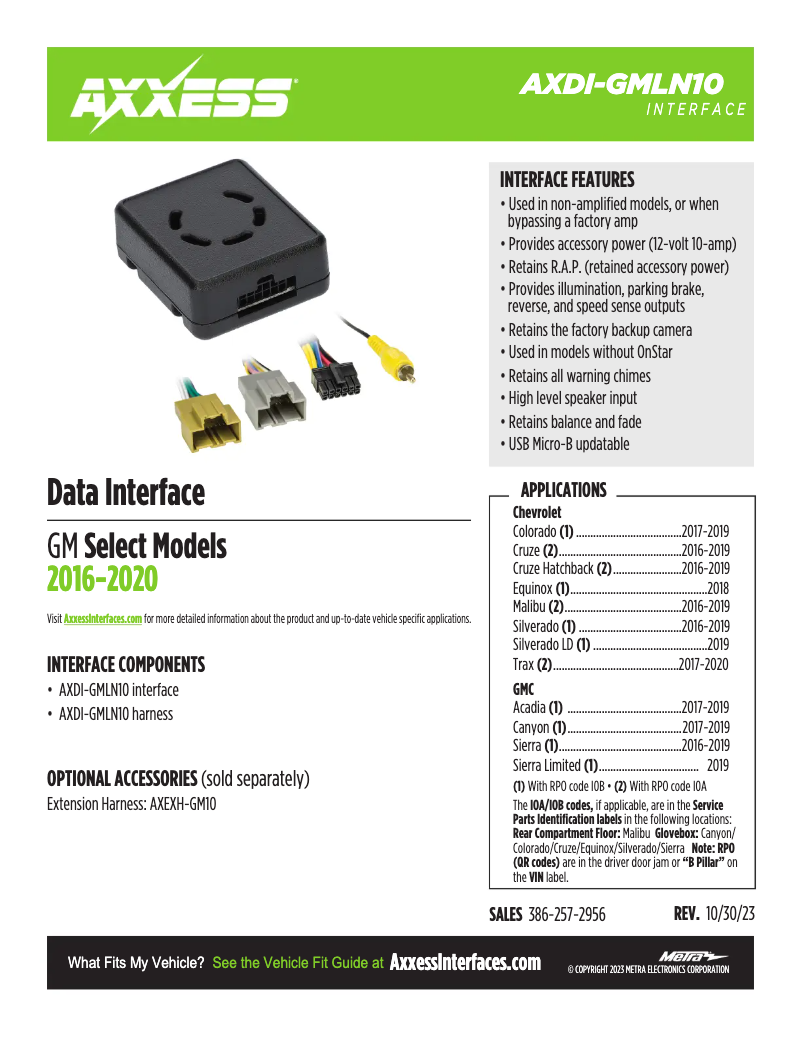 Page 1 de la notice Fiche technique AXESS AXDI-GMLN10