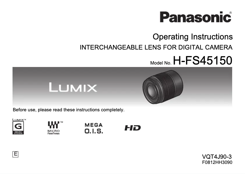 Page 1 de la notice Manuel utilisateur Panasonic Lumix H-FS45150