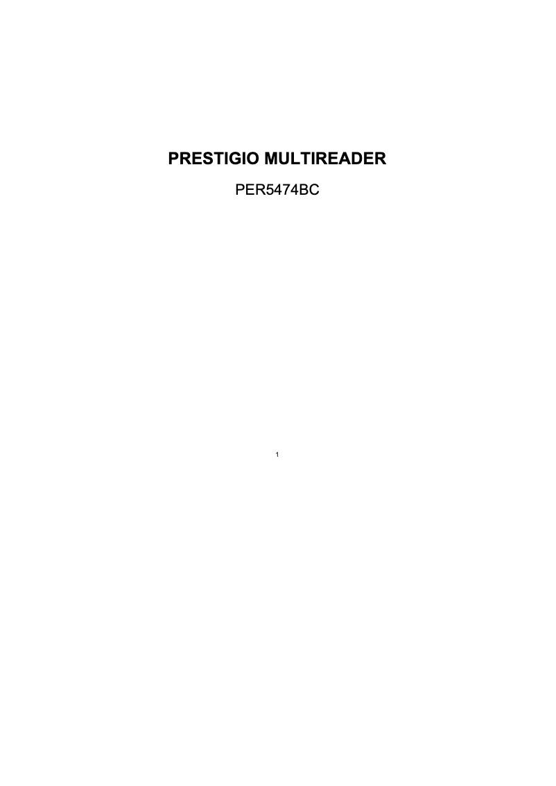 Page n°1 - Manuel utilisateur Prestigio MultiReader PER5474BC