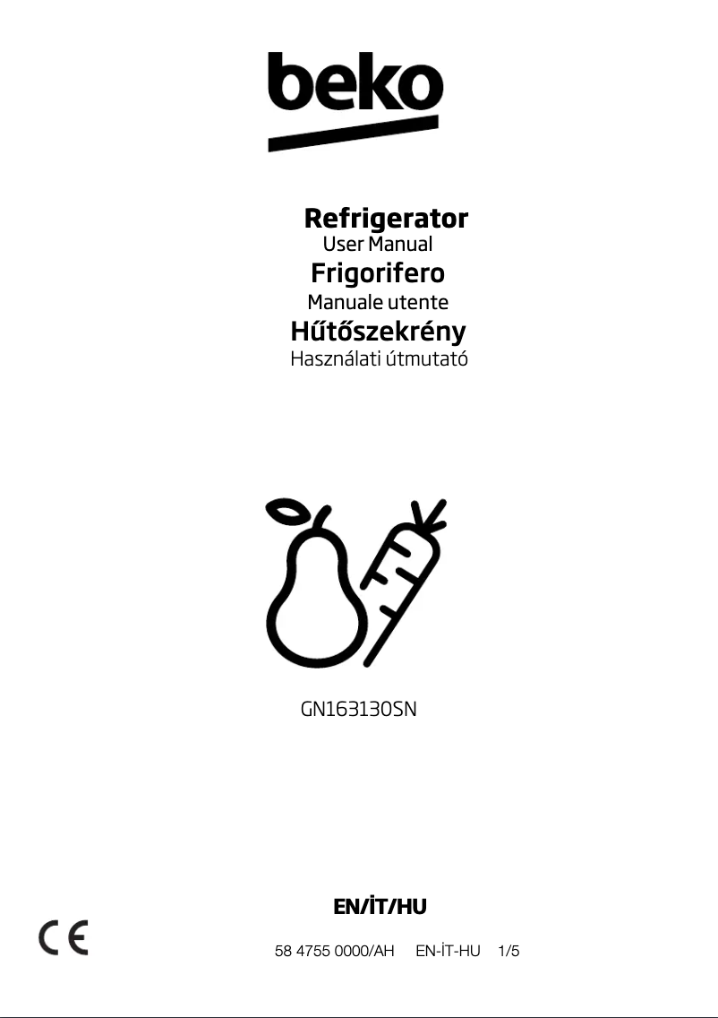 Page 1 de la notice Manuel utilisateur Beko GN163130SN