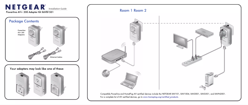 Page 1 of the manual Installation Guide Netgear XAVB1501