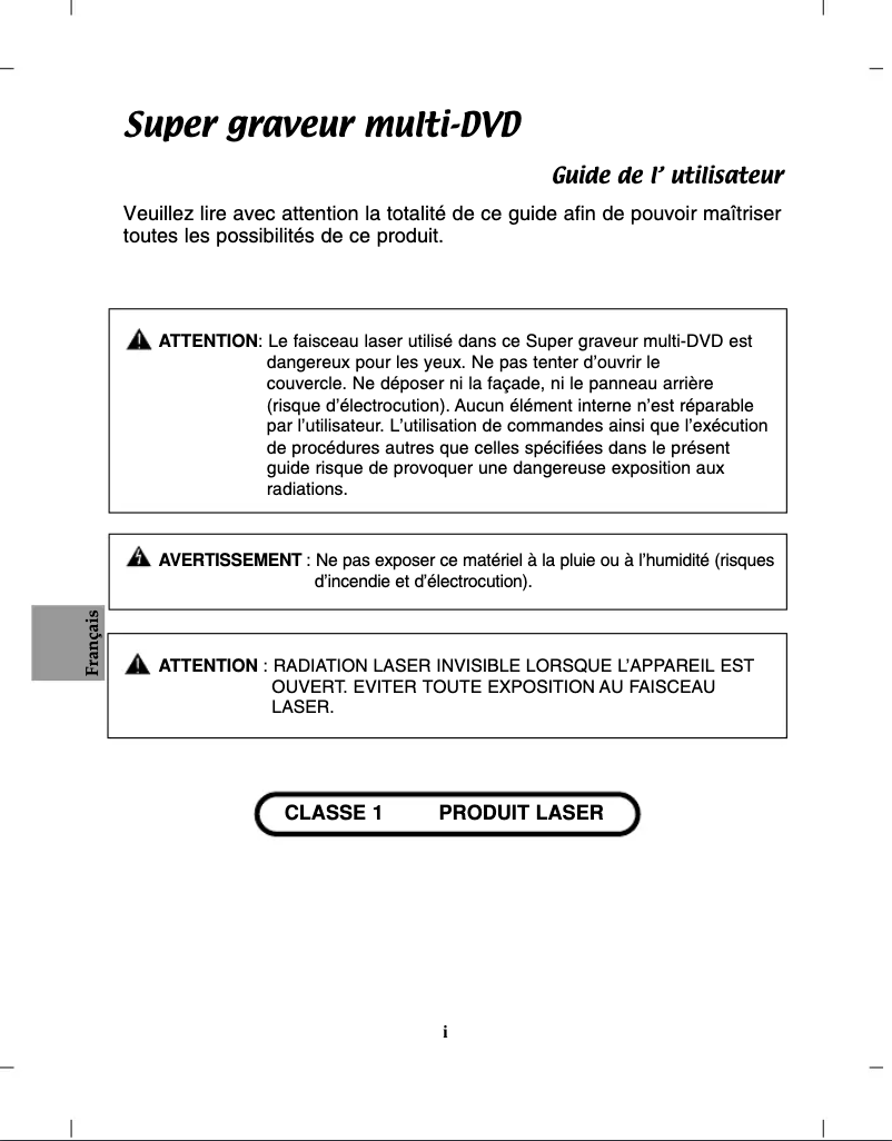 Page 1 de la notice Manuel utilisateur LG GH22NS90