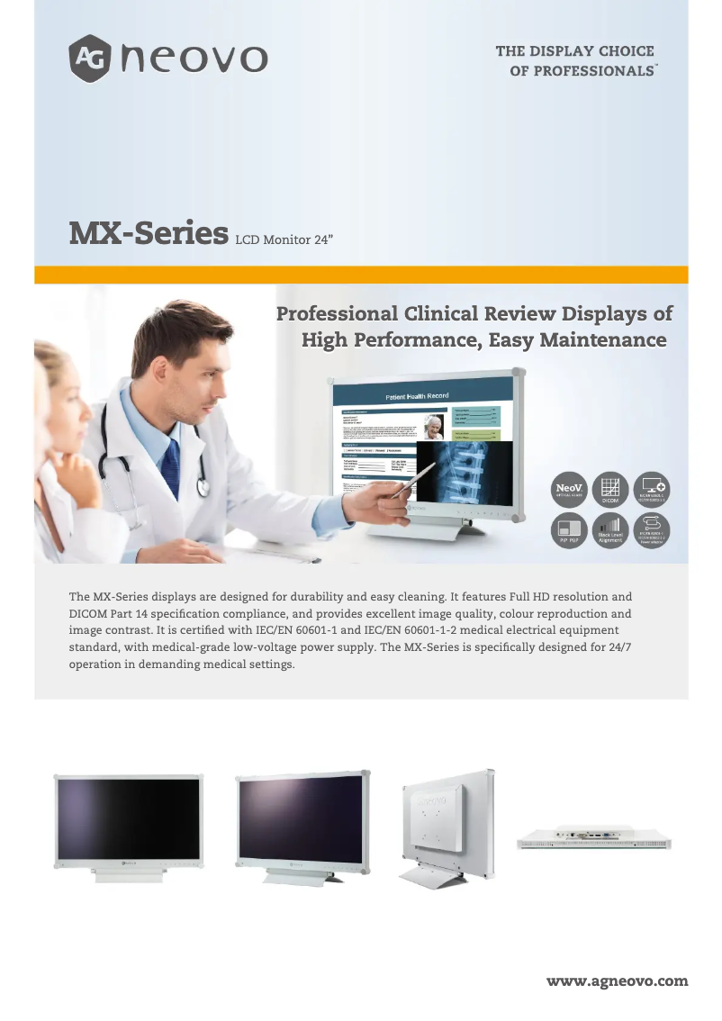 Page 1 de la notice Fiche technique AG Neovo MX-24
