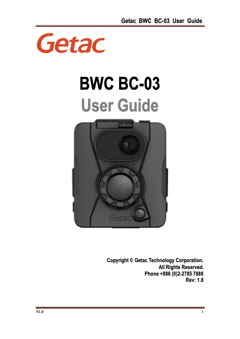 Page n°1 - Manuel utilisateur Getac BC-03