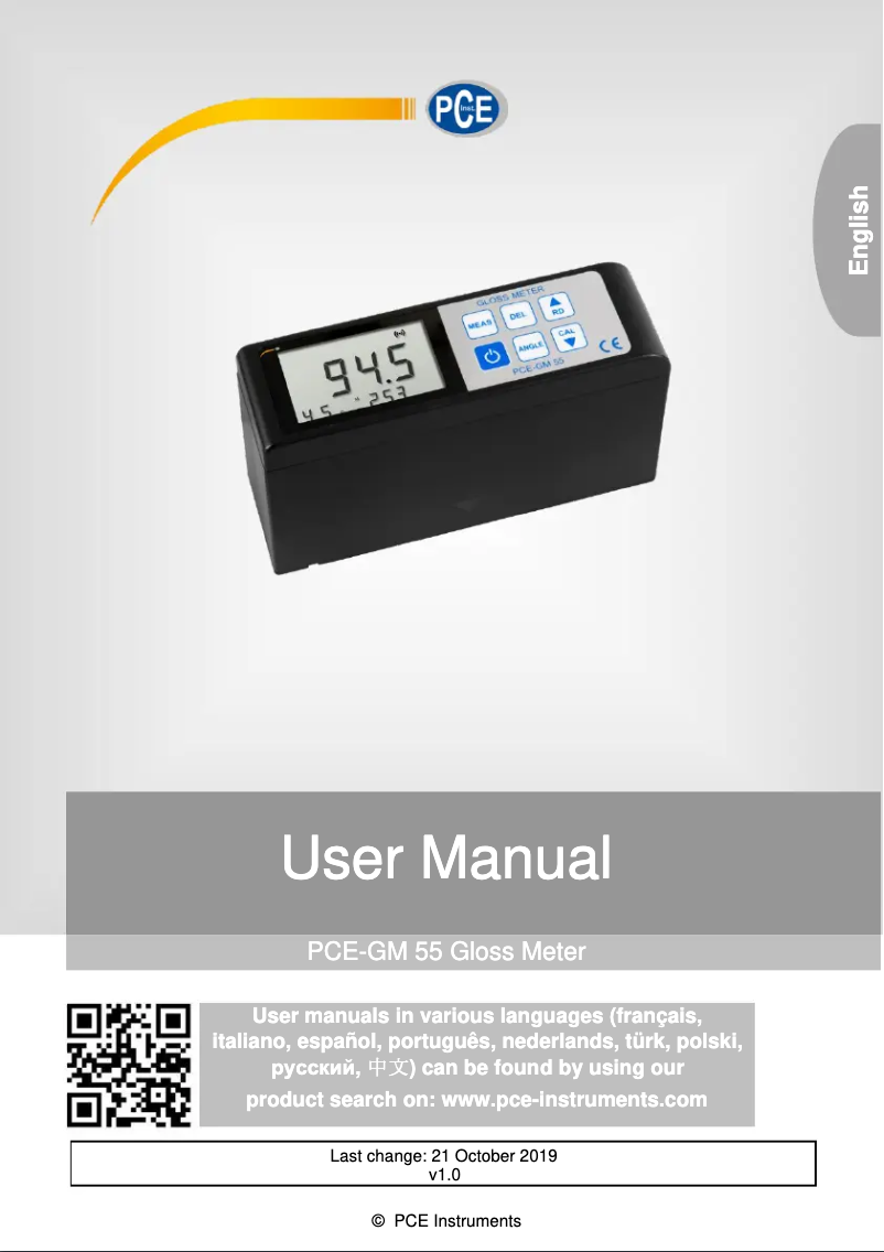 Page n°1 - Manuel utilisateur PCE Instruments PCE-GM 55