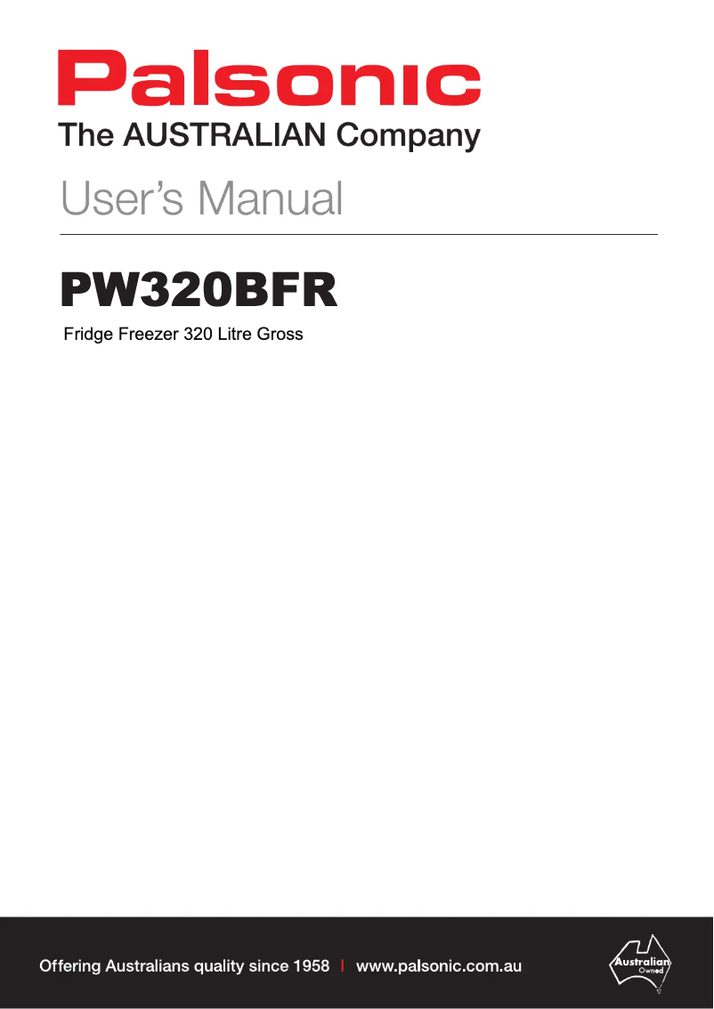 Page n°1 - Manuel utilisateur Palsonic PW320BFR