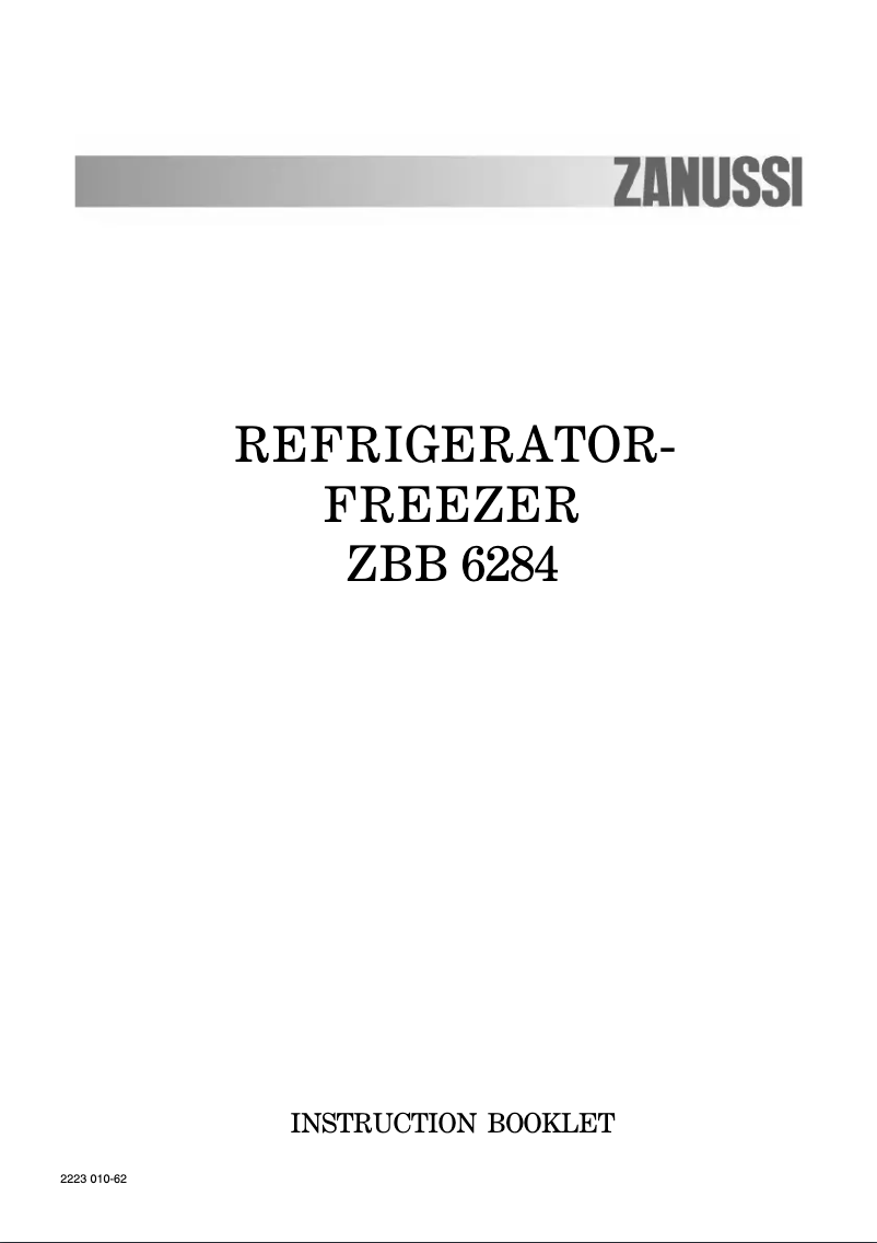 Page 1 de la notice Manuel utilisateur Zanussi ZBB6284