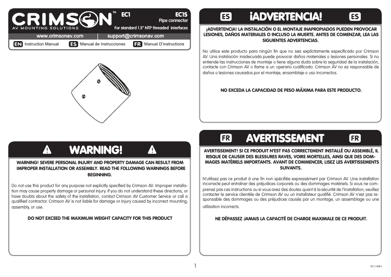 Page n°1 - Manuel utilisateur Crimson EC1