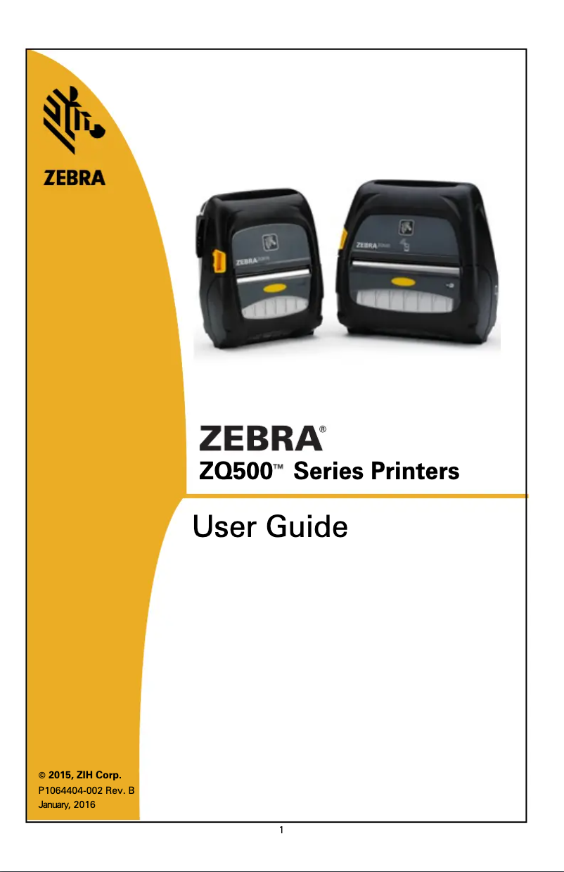 Page 1 de la notice Manuel utilisateur Zebra ZQ510