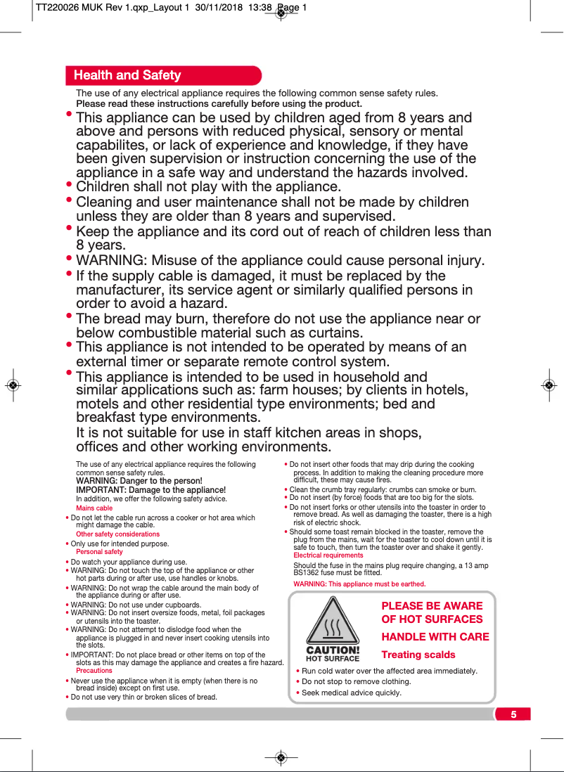 Page 1 de la notice Manuel utilisateur Morphy Richards 220029