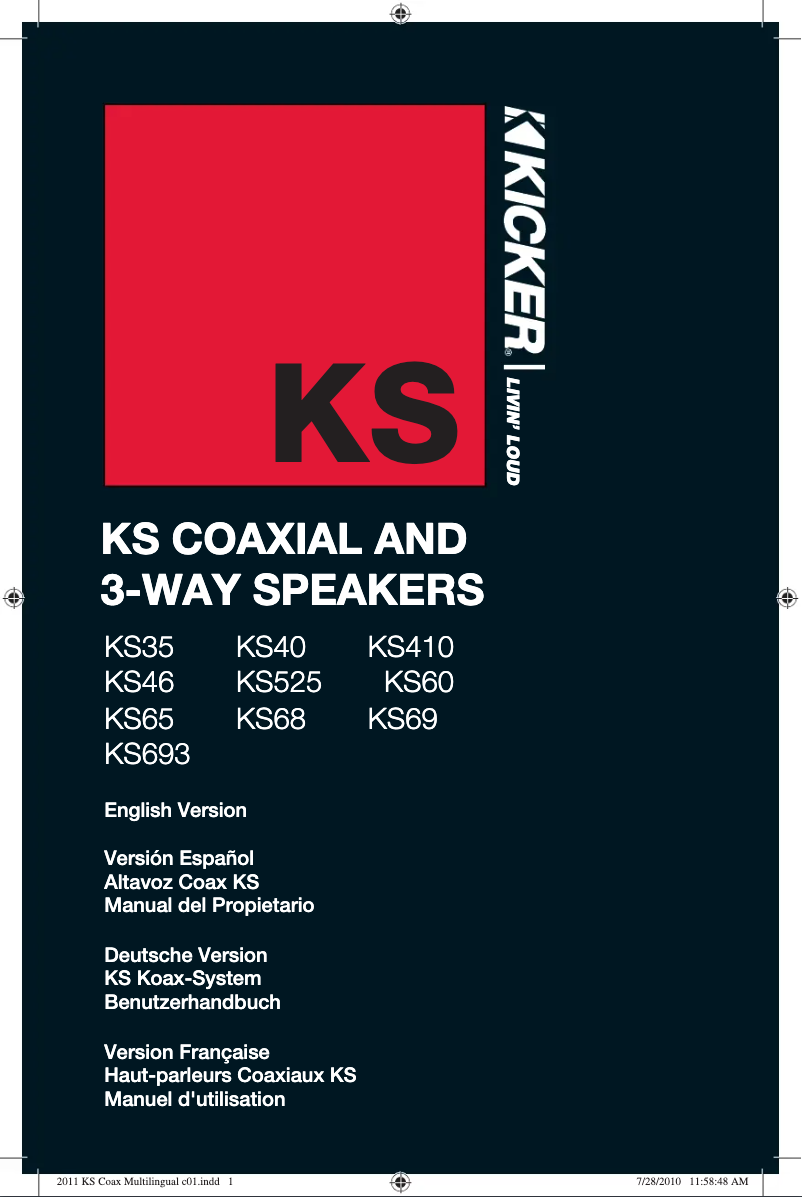 Page 1 de la notice Manuel utilisateur Kicker KS693