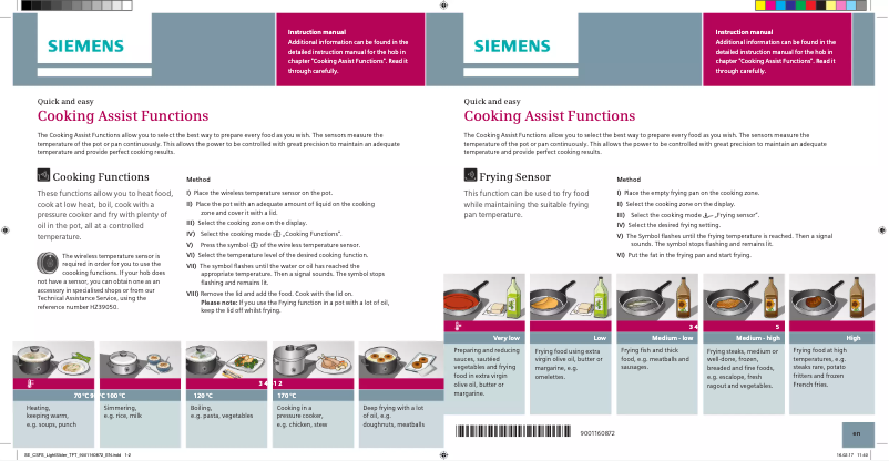 Page 1 de la notice Fiche technique Siemens EX975KXW1E