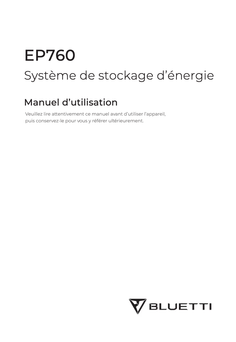 Page 1 de la notice Manuel utilisateur Bluetti EP760