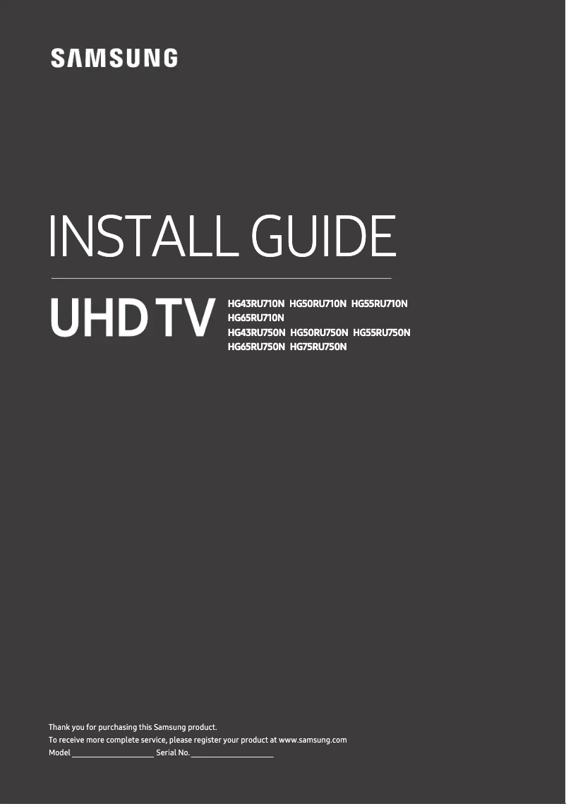 Page n°1 - Manuel utilisateur Samsung HG65RU750N