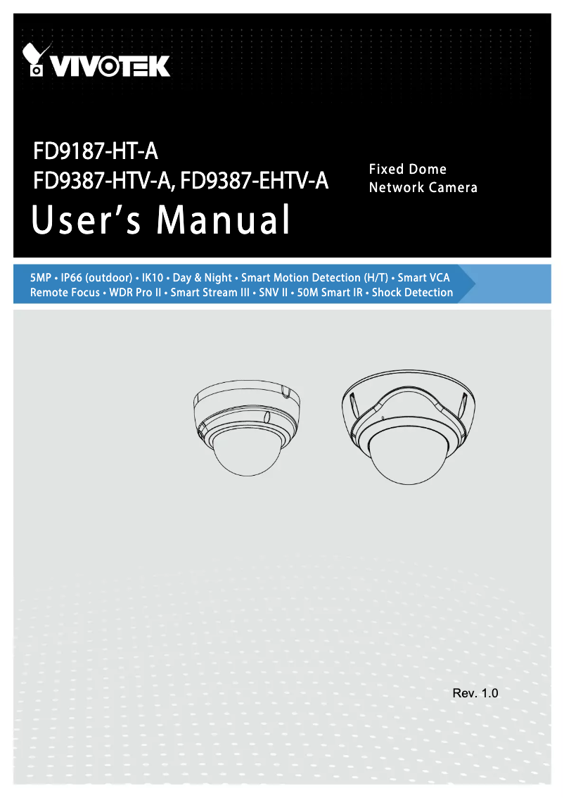 Page 1 de la notice Manuel utilisateur Vivotek FD9387-HTV-A