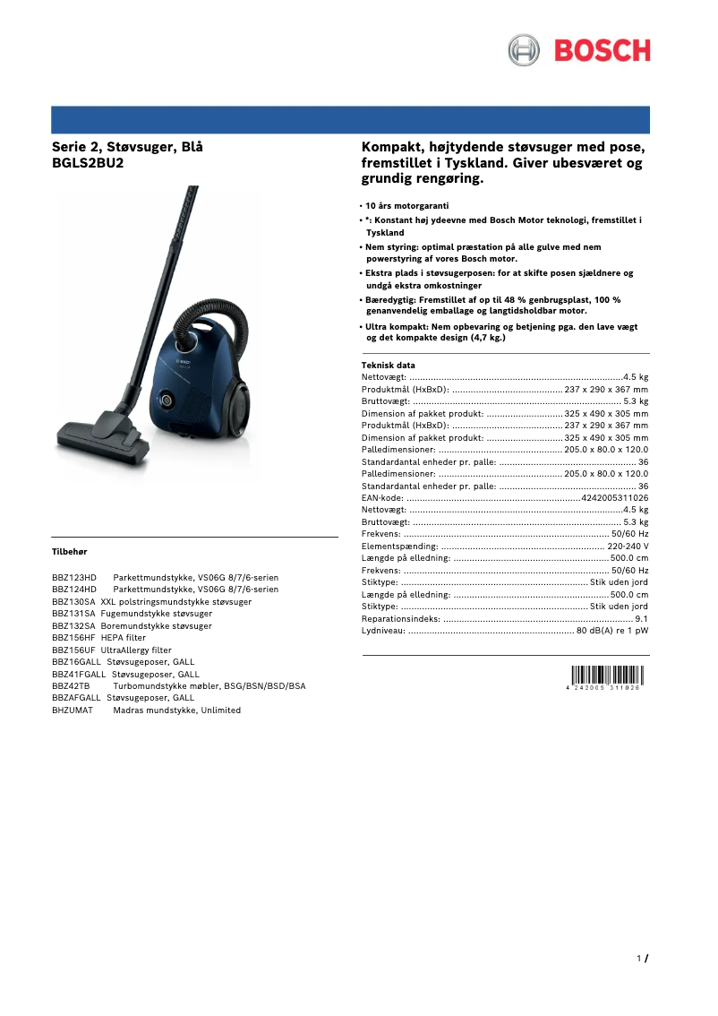 Page n°1 - Brochure Bosch BGLS2BU2