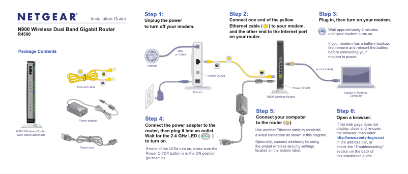 Page 1 de la notice Guide d'installation Netgear ProSafe R4500