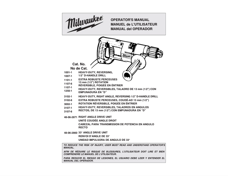Page 1 de la notice Manuel utilisateur Milwaukee 1250-1