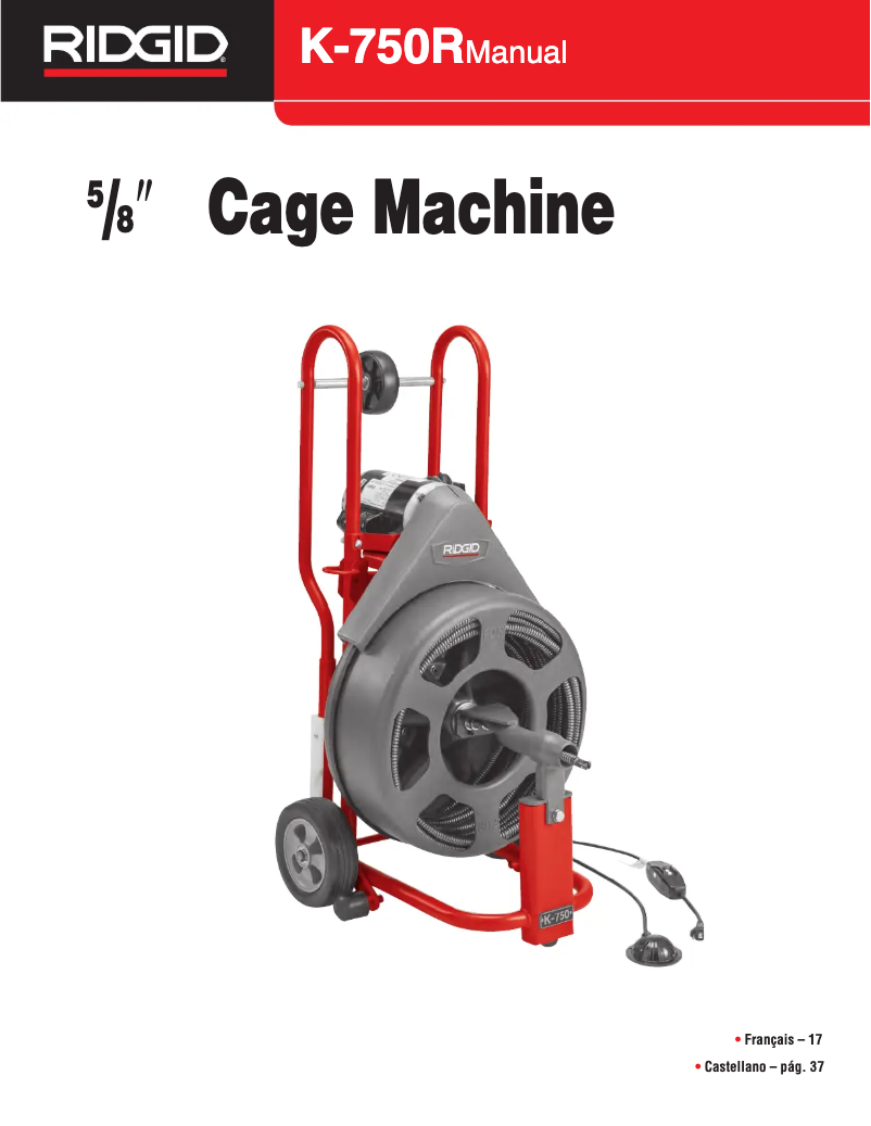 Page 1 de la notice Manuel utilisateur Ridgid K-750R