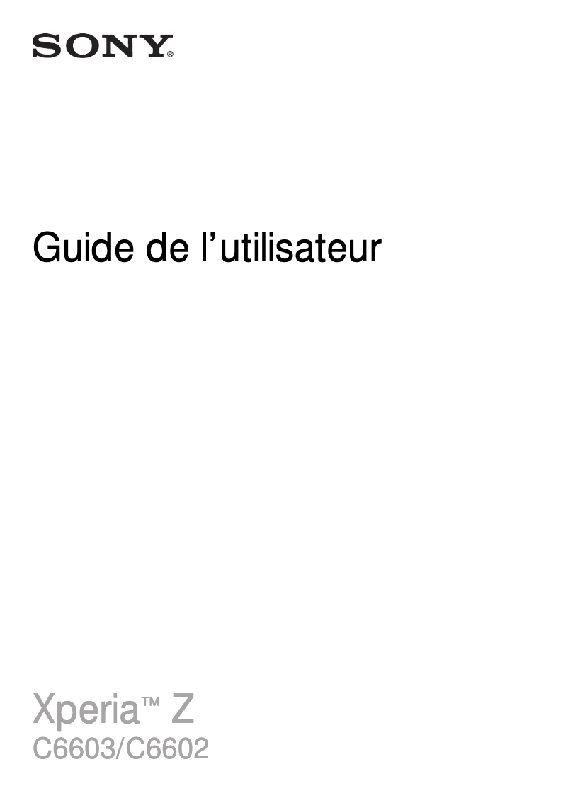 Page 1 de la notice Manuel utilisateur Sony Xperia Z