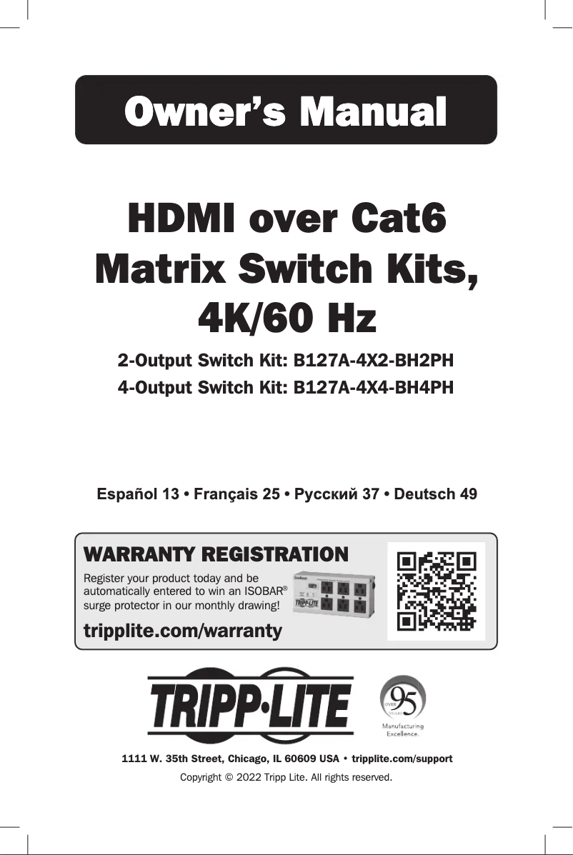 Page n°1 - Manuel utilisateur Tripp Lite B127A-4X4-BH4PH