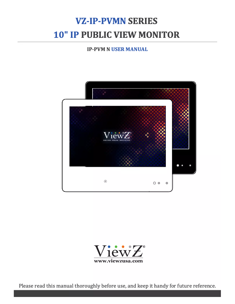 Page 1 de la notice Manuel utilisateur ViewZ VZ-PVM-I1W4N