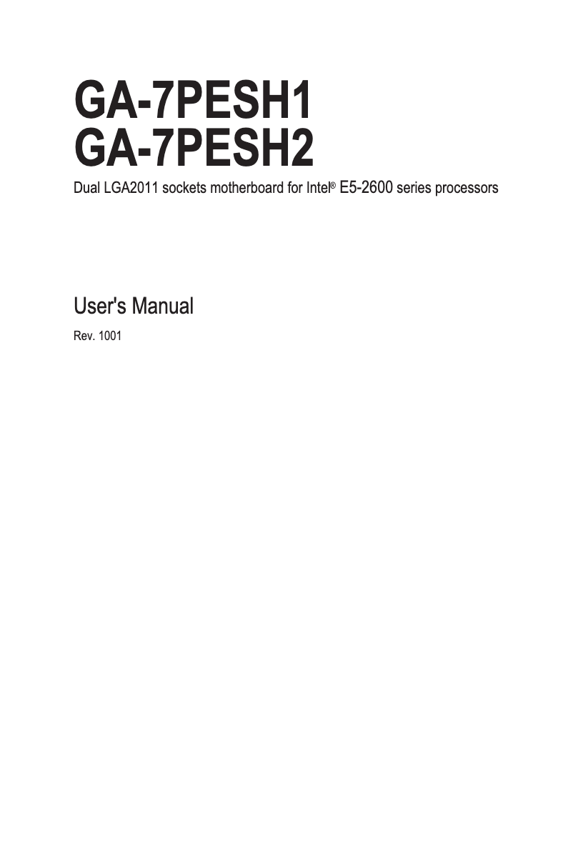 Page n°1 - Manuel utilisateur Gigabyte GA-7PESH2