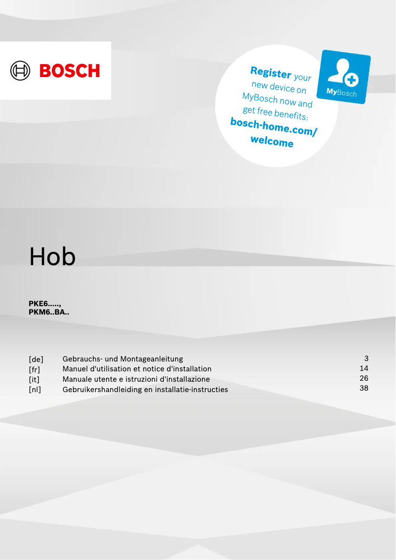 Page 1 de la notice Manuel utilisateur Bosch PKE61RBA2E