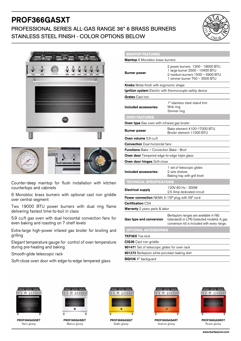 Image de la première page du manuel de l'appareil PROF366GASXT