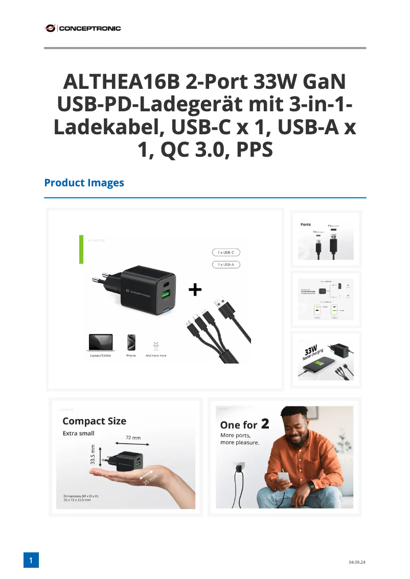 Image de la première page du manuel de l'appareil ALTHEA16B