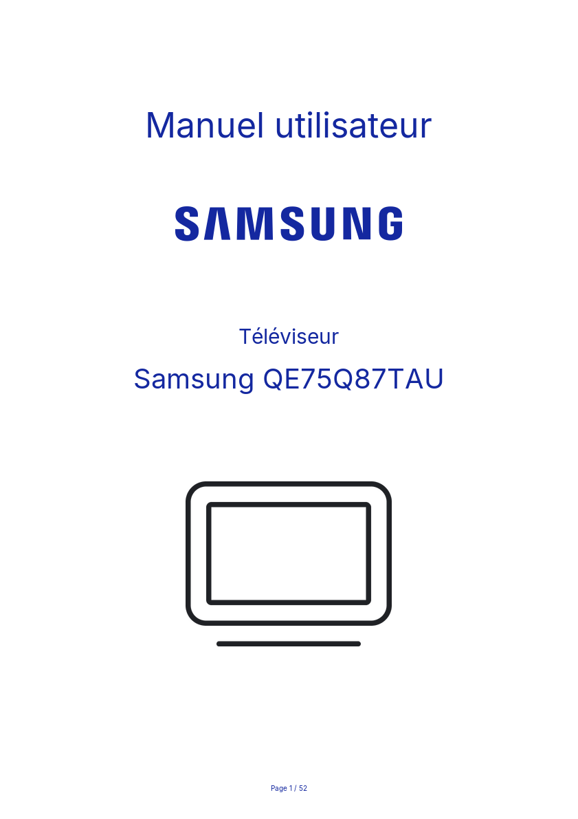 Page n°1 - Manuel utilisateur Samsung QE75Q87TAU
