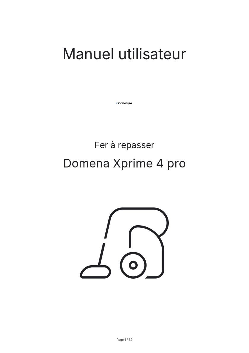 Page n°1 - Manuel utilisateur Domena Xprime 4 pro