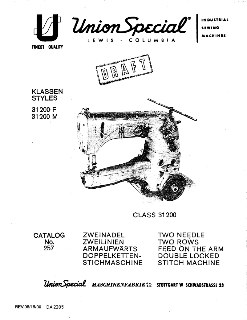 Page n°1 - Manuel utilisateur Union Special 31200F
