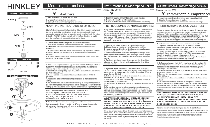 Page n°1 - Manuel utilisateur Hinkley Lighting Lotus 39061BLK