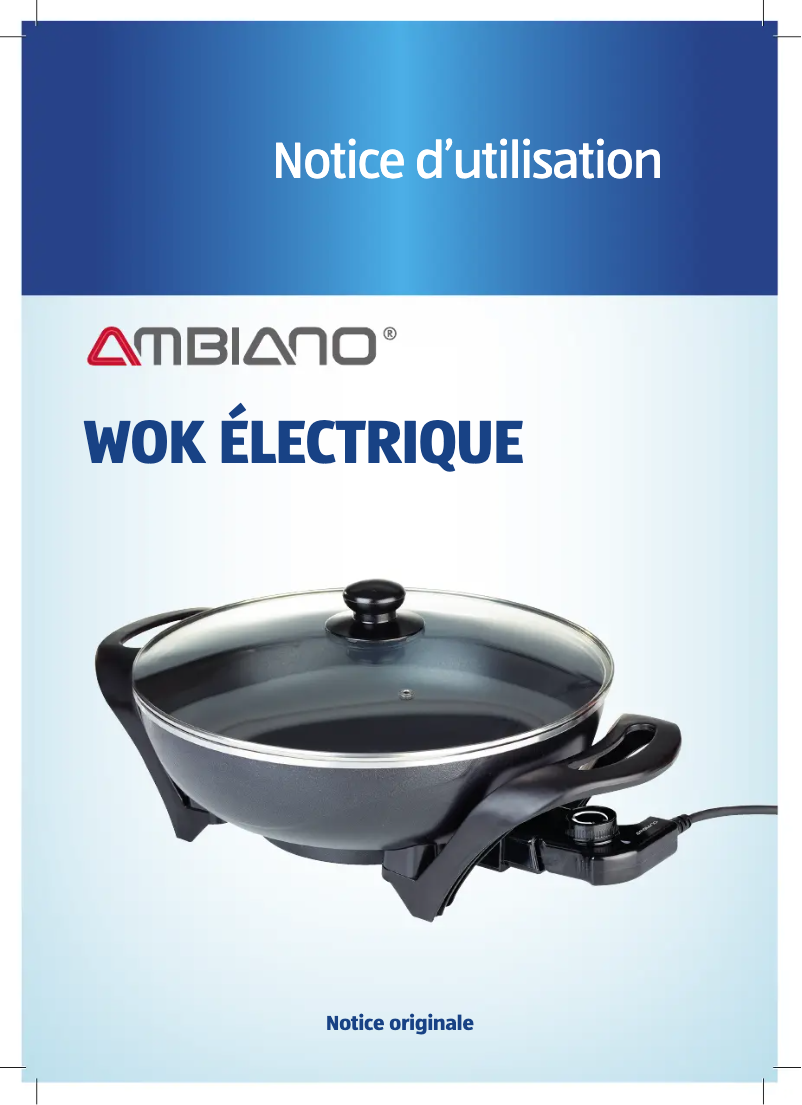 Page 1 de la notice Manuel utilisateur Ambiano GT-SF-ELW-01